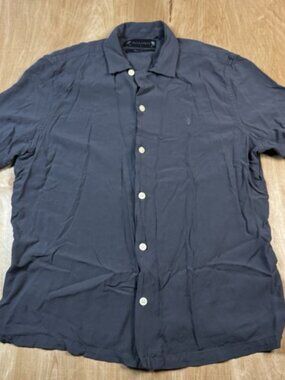 All Saints Venice SS Men’s Gray Short Sleeve Button Up Shirt Size Small